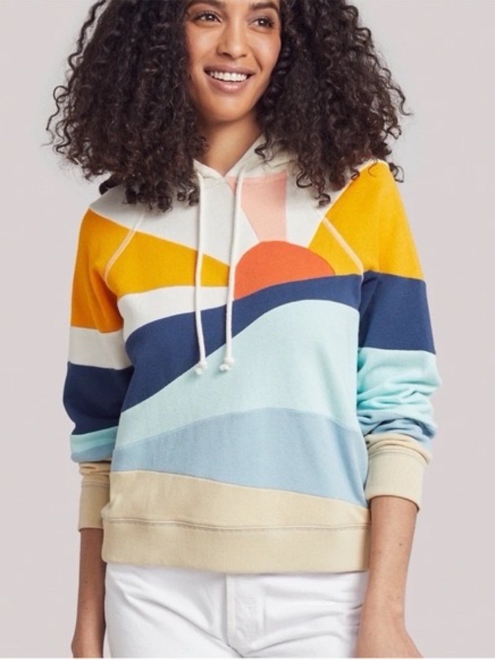 Faherty Size Medium Soleil Pullover patchwork hoodie